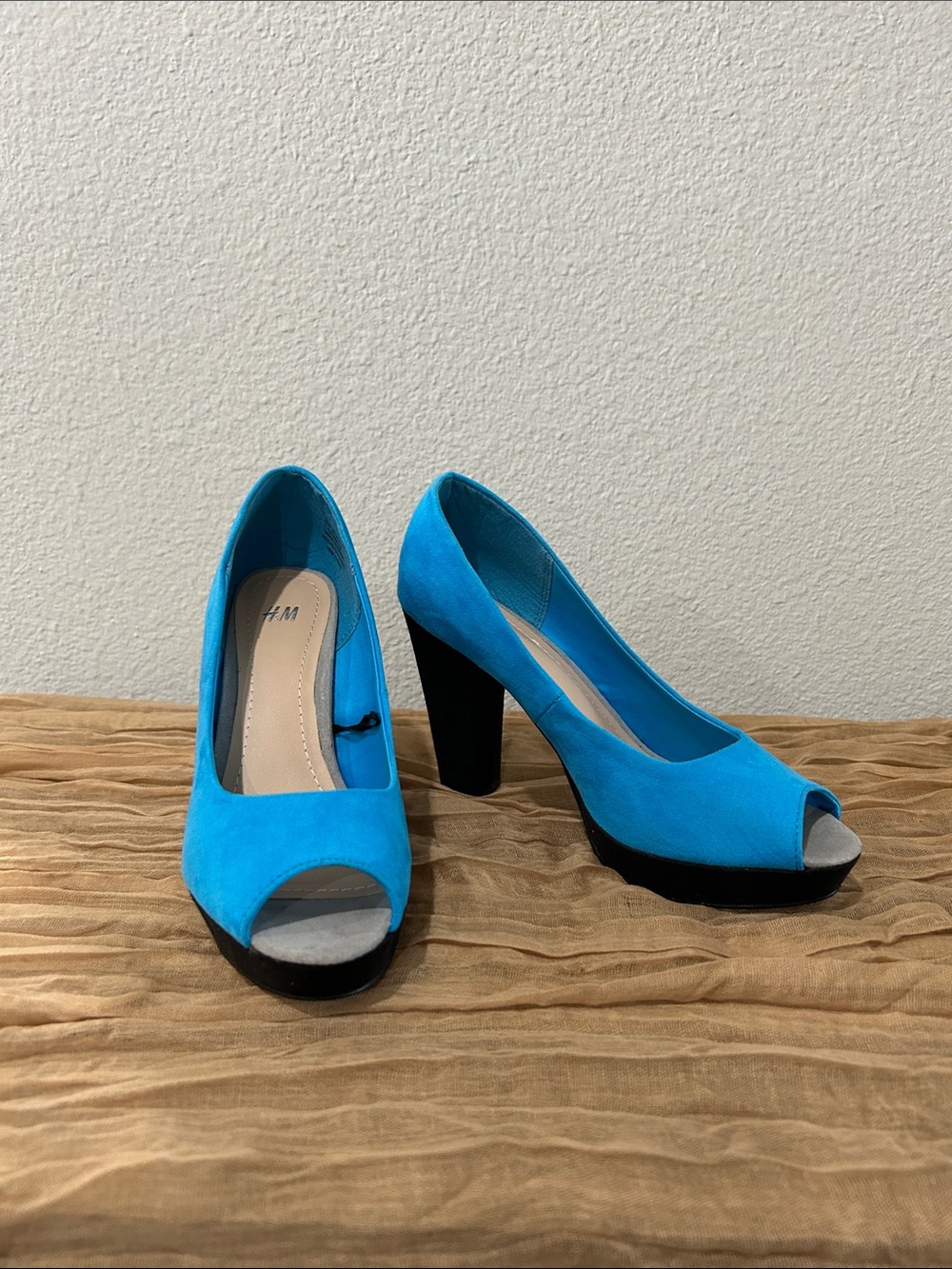 Teal and black suede H&M heels